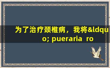 为了治疗颈椎病，我将“ pueraria  root”重新为国王，它和竹芽一样强大，它直接击中了黄龙。